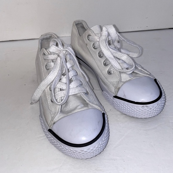 🔵👑”KIDS” AIRWALK WHITE CANVAS LOWTOP SNEAKERS - Picture 6 of 11